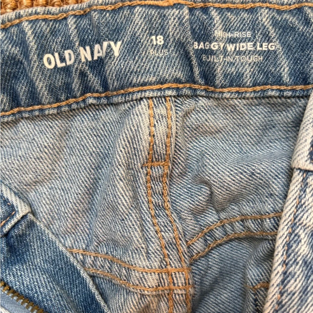 Old Navy Kids Light Blue High Rise Baggy Wide Leg Jeans 18+